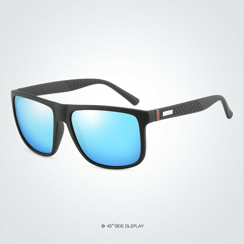 Polarized Men Sunglasses Blue‎ Mirror Lens Wrap Around Driving Running Fishing